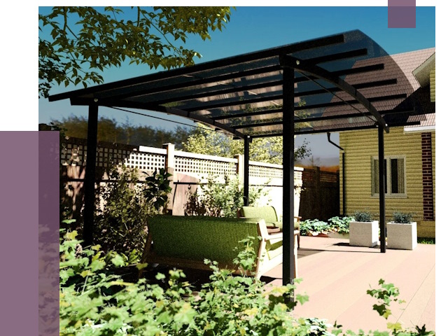 Навесы для террасы в Лысьве от 13078 руб. под ключ | ПРОЛЁТ-Лсь