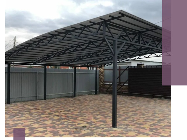 Металлические навесы под ключ в Лысьве — изготовление и монтаж