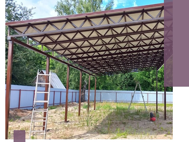 Односкатные навесы под ключ в Лысьве — изготовление и монтаж