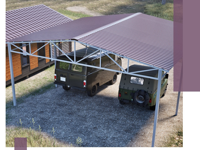 Двускатные навесы под ключ в Лысьве — изготовление и монтаж