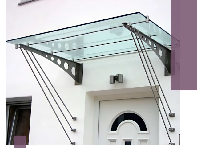 Козырьки над входом под ключ в Лысьве — изготовление и монтаж