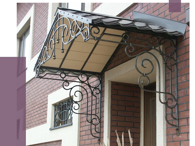 Двускатные козырьки в Лысьве под ключ от 12821 руб.